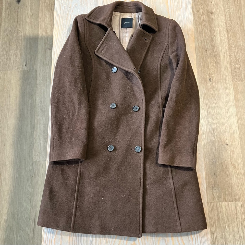 J CREW double breasted lady coat in chocolate brown size small